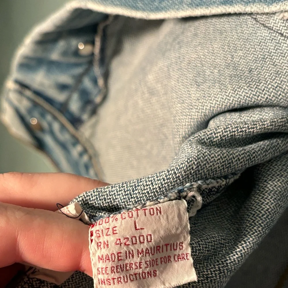 Lucky Star Vintage Denim Jean Vest with Frayed Hems Size L Large - Picture 4 of 14